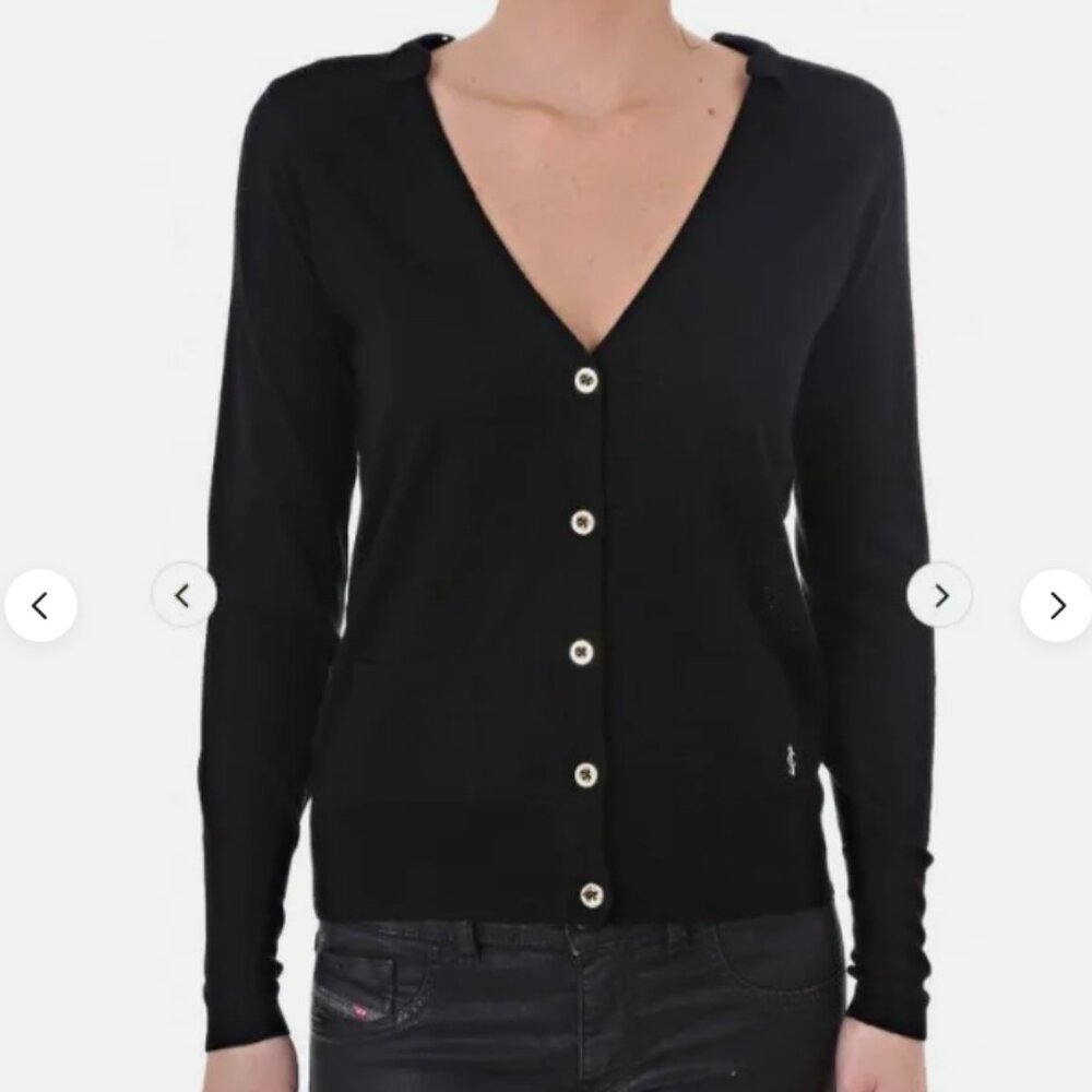 NWT Juicy Couture Elisa Bow Cardigan in Pitch Black Small
